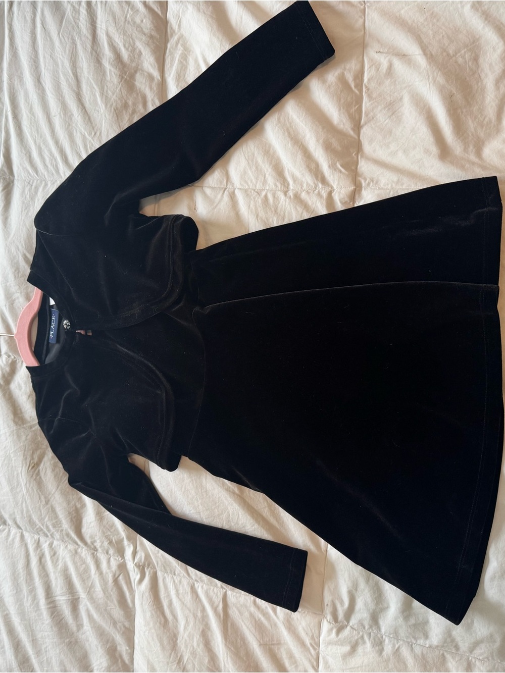 The Children's Place Black Velvet Long Sleeve Dress
